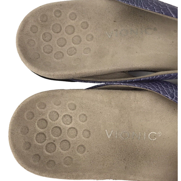 Vionic Bella Bow Flip Flop Purple Blue Toe-Post Sandal Alligator Womens Size 11 - Picture 3 of 6